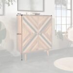 Solid Mango Wood Bar Cabinet with Elaborate Front – 100 cm - Image 3