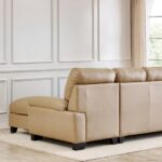 Half Leather 3-Seater Corner Sofa with Right Chaise - Beige - Image 7