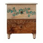 Mango Wood Bedside Table in Teak Finish with Drawers - Image 2