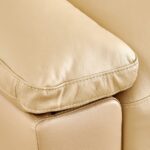 Half Leather 3-Seater Corner Sofa with Right Chaise - Beige - Image 8