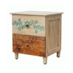Mango Wood Bedside Table in Teak Finish with Drawers - Image 3