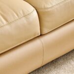 Half Leather 3-Seater Corner Sofa with Right Chaise - Beige - Image 2