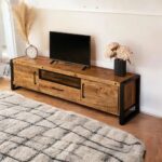Modern Solid Wood TV Stand with 2 Drawers - Image 2