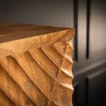 Solid Mango Wood Large Bar Cabinet with 3D Carvings – Natural Finish - Image 6