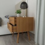 Wooden Bedside Table in brown with drawers - Image 2