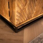 Solid Mango Wood Large Bar Cabinet with 3D Carvings – Natural Finish - Image 3