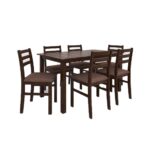 Dining Set 1+6 (Rubberwood, Dark Cappuccino Finish) - Image 8
