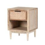 Cane Bedside Table In White distressed Finish - Image 2
