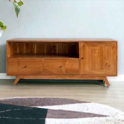 Teak Wood & Rattan Cabinets and Sideboard