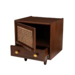 Cane Bedside Table In Teak Finish - Image 3