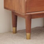 Acacia Wood Bedside Table with Drawers - Teak - Image 4