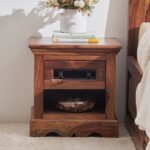 Sheesham Wood Bedside Table - Brown - Image 5