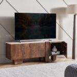 Travertine TV Unit for Up to 70 Inches – White & Brown - Image 4