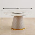 Marble Top 6-Seater Dining Set with Chairs - Beige - Image 7