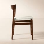 Walnut Wood and White Upholstered Dining Chair - Image 4