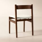 Walnut Wood and White Upholstered Dining Chair - Image 2