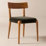 Teak Wood and Mink Brown Velvet Dining Chair - Image 2