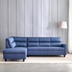 Fabric 3-Seater Left Corner Sofa with Chaise - Blue
