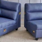 Fabric 3-Seater Left Corner Sofa with Chaise - Blue - Image 6