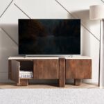 Travertine TV Unit for Up to 70 Inches – White & Brown - Image 2