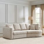 Fabric 3-Seater Sofa with Right Curve - Beige - Image 3