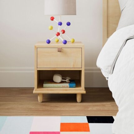 Wooden Nightstand with Drawer & Open Shelf