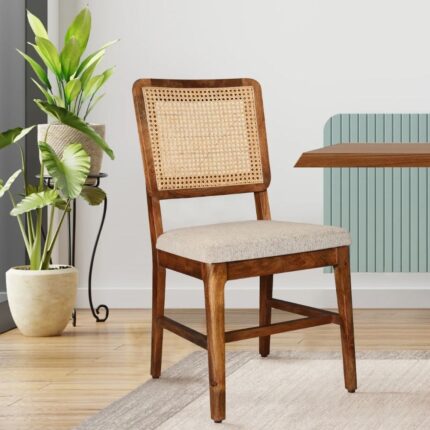 Solid Wood Dining Chair (Set of 2) in Walnut Colour