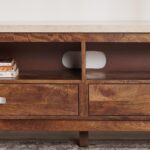 Solid Ash Wood & Rattan TV Unit - Image 3