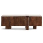 Travertine TV Unit for Up to 70 Inches – White & Brown - Image 3