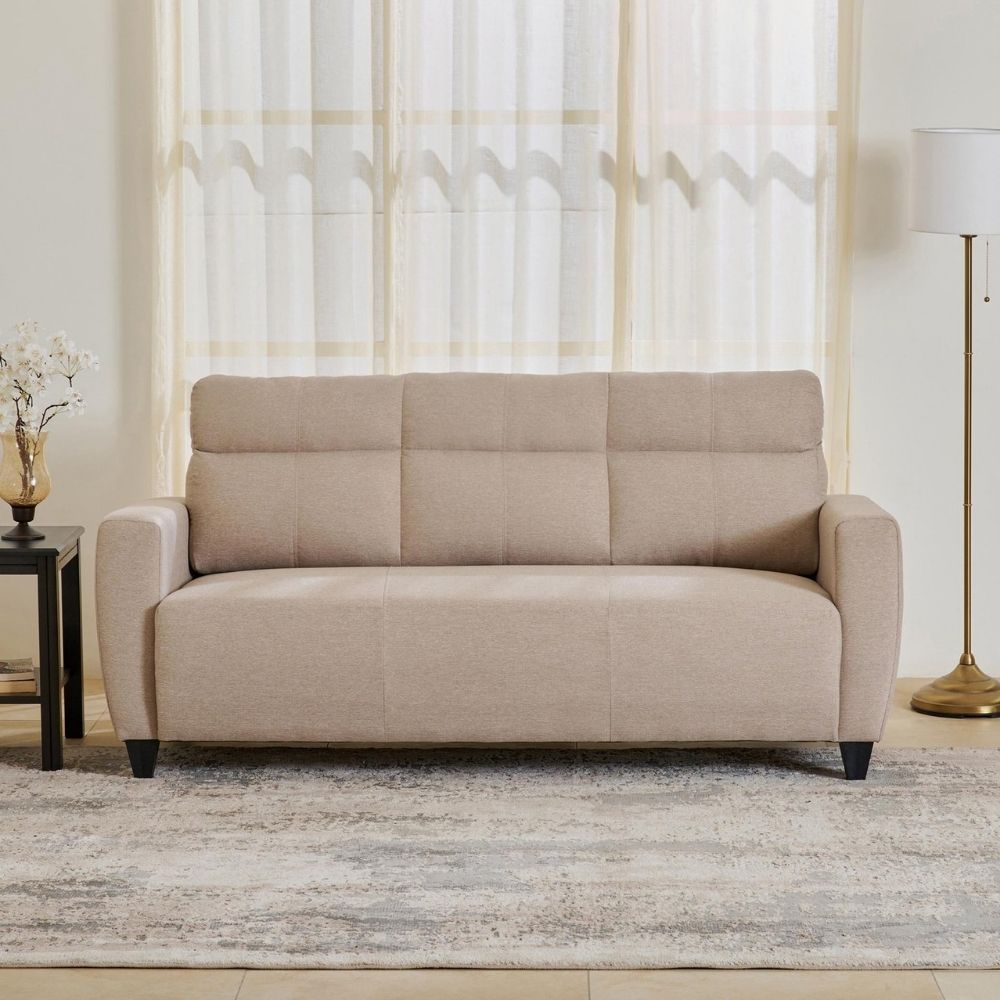 17 Fabric 3-Seater Sofa - Beige - Image 1