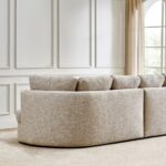 Fabric 3-Seater Sofa with Right Curve - Beige - Image 4