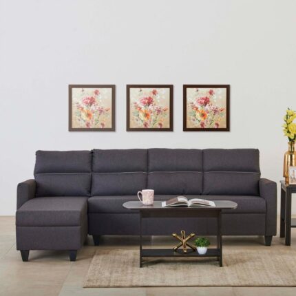 Fabric 3-Seater Left Corner Sofa with Chaise - Brown