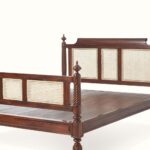 Carved Mahogany Wood & Cane Queen-size Bed - Image 3