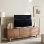 Large Wooden TV Unit for Up to 80 Inches – Walnut Finish