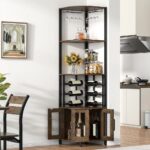 Rattan Wine Bar Cabinet with Glass Holder and Drawer Style Wine Racks - Image 2