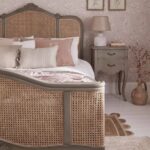 Hand Carved Rattan Painted French Bed - Image 3