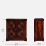 Traditional Sheesham Wood Bar Cabinet In Honey Oak Finish - Image 3