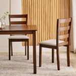 Solid Wood 4-Seater Dining Set with Chairs - Brown - Image 2