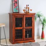 Sheesham Wood Bar Cabinet – Maple Finish - Image 2
