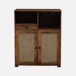 Mango Wood 2 Door Bar Cabinet in Rustic Teak Finish - Image 4