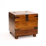 Solid Sheesham Wood Home Bar Cabinet with Elegant Grain Finish - Image 3