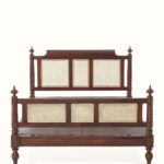 Carved Mahogany Wood & Cane Queen-size Bed - Image 6