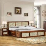 Rattan Solid Wood Cane Bed With Hydraulic Storage