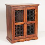 Sheesham Wood Bar Cabinet – Maple Finish - Image 6