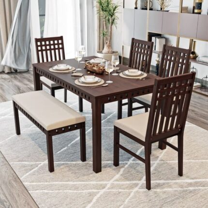 6 seater Dining Set (with cushion omega pearl)