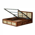 Rattan Solid Wood Cane Bed With Hydraulic Storage - Image 4