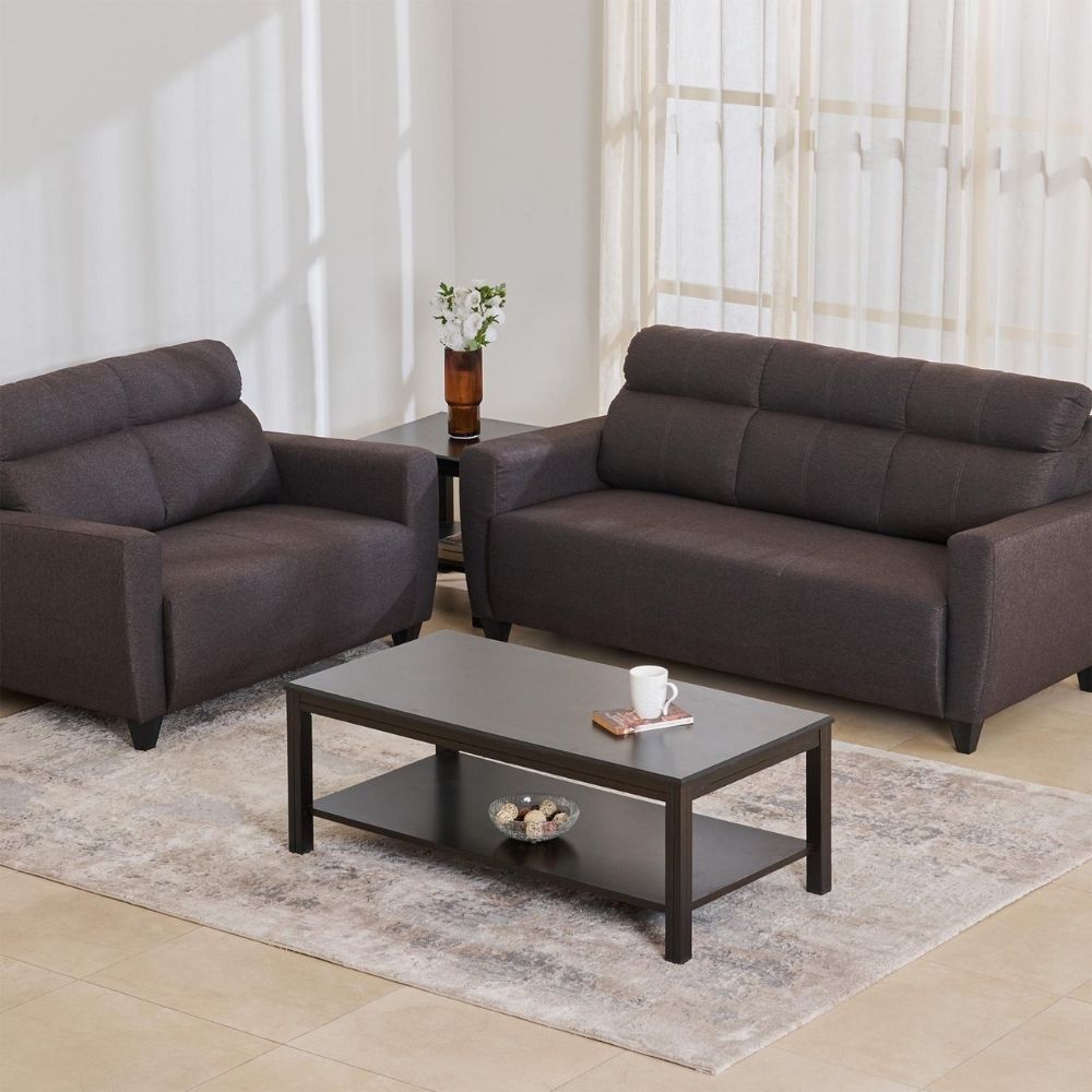 28 Fabric 3+2 Seater Sofa Set - Brown - Image 1