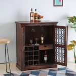 Sheesham Wood Bar Cabinet – Grey Finish - Image 3