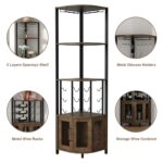 Rattan Wine Bar Cabinet with Glass Holder and Drawer Style Wine Racks - Image 4