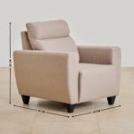 Fabric 1-Seater Sofa - Beige - Image 4